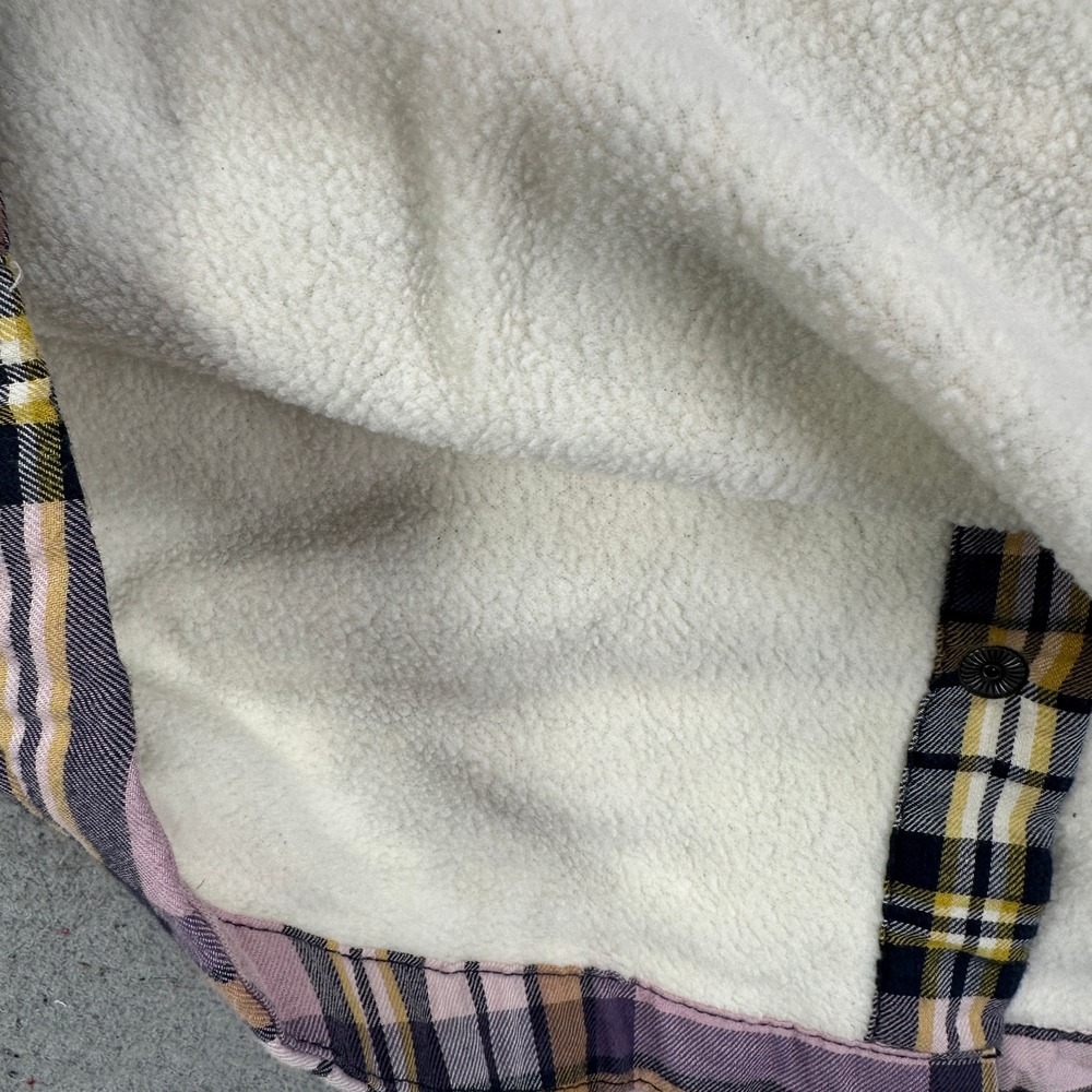 L.L. Bean Shacket Mens XS‎ Pink Blue Plaid Fleece Lined Flap Pocket Shirt Jacket - Picture 5 of 8